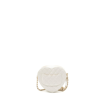 Chanel 22S heart bag lambskin white LGHW (microchip)