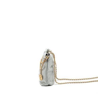 Chanel Mini 22 Bag Calfskin Light Grey GHW (Microchip)