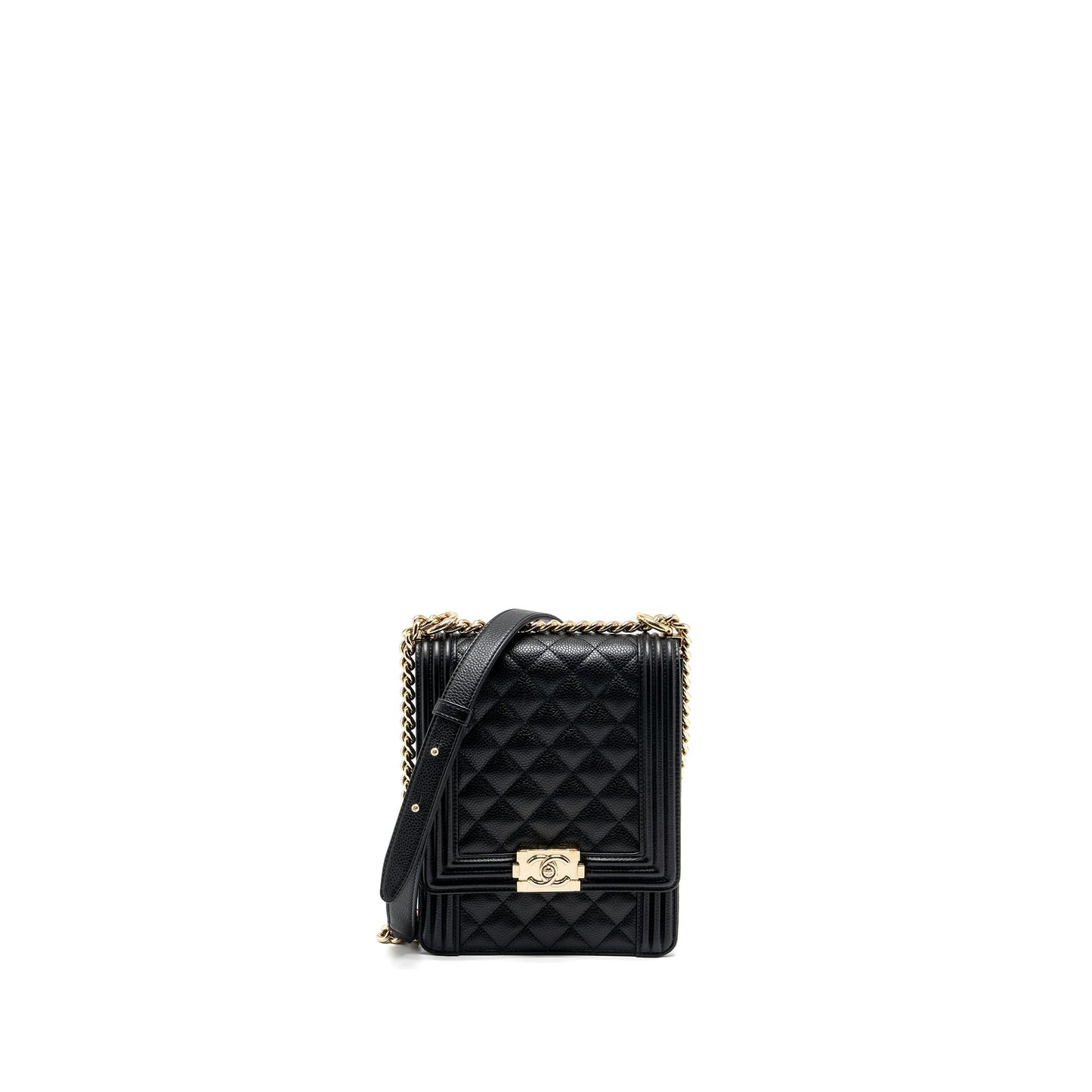 Chanel North South Boy Bag Caviar Black LGHW