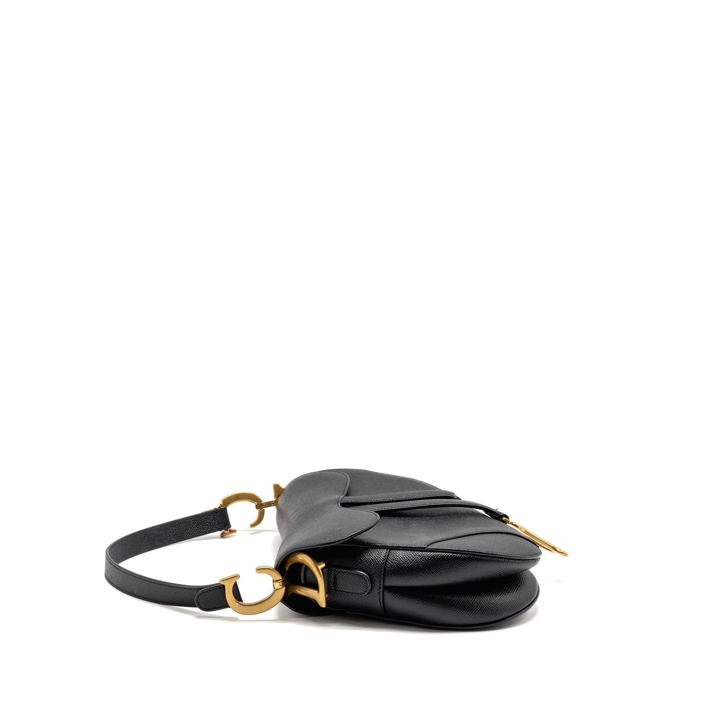 Dior Saddle Purse with Strap Grained Calfskin Black
