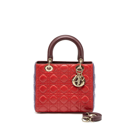 Dior Medium Lady Dior Purse Lambskin Red/Multicolour
