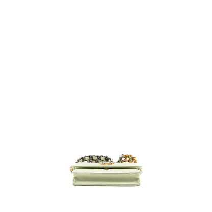 Chanel 19 Mini Clutch with Chain Lambskin Light Green Multicolour hardware