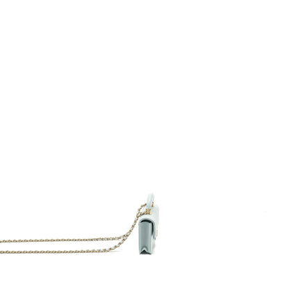 Chanel Top Handle Mini Flap Clutch with Chain Lambskin Light Blue LGHW