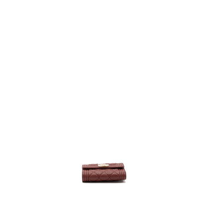 Chanel boy compact wallet caviar dark red GHW