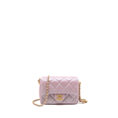 Chanel 21k My Perfect Mini Flap Bag Caviar Iridescent Pink GHW (microchip)