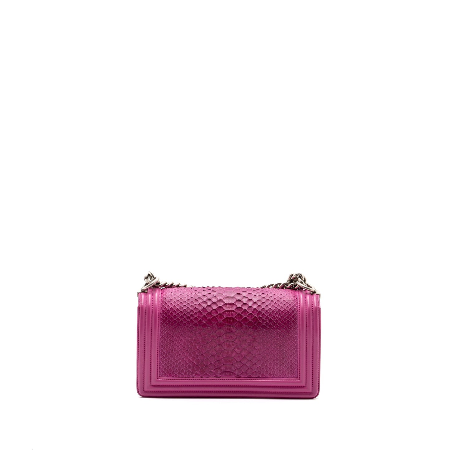 Chanel Medium Boy Bag Python Pink Brushed SHW