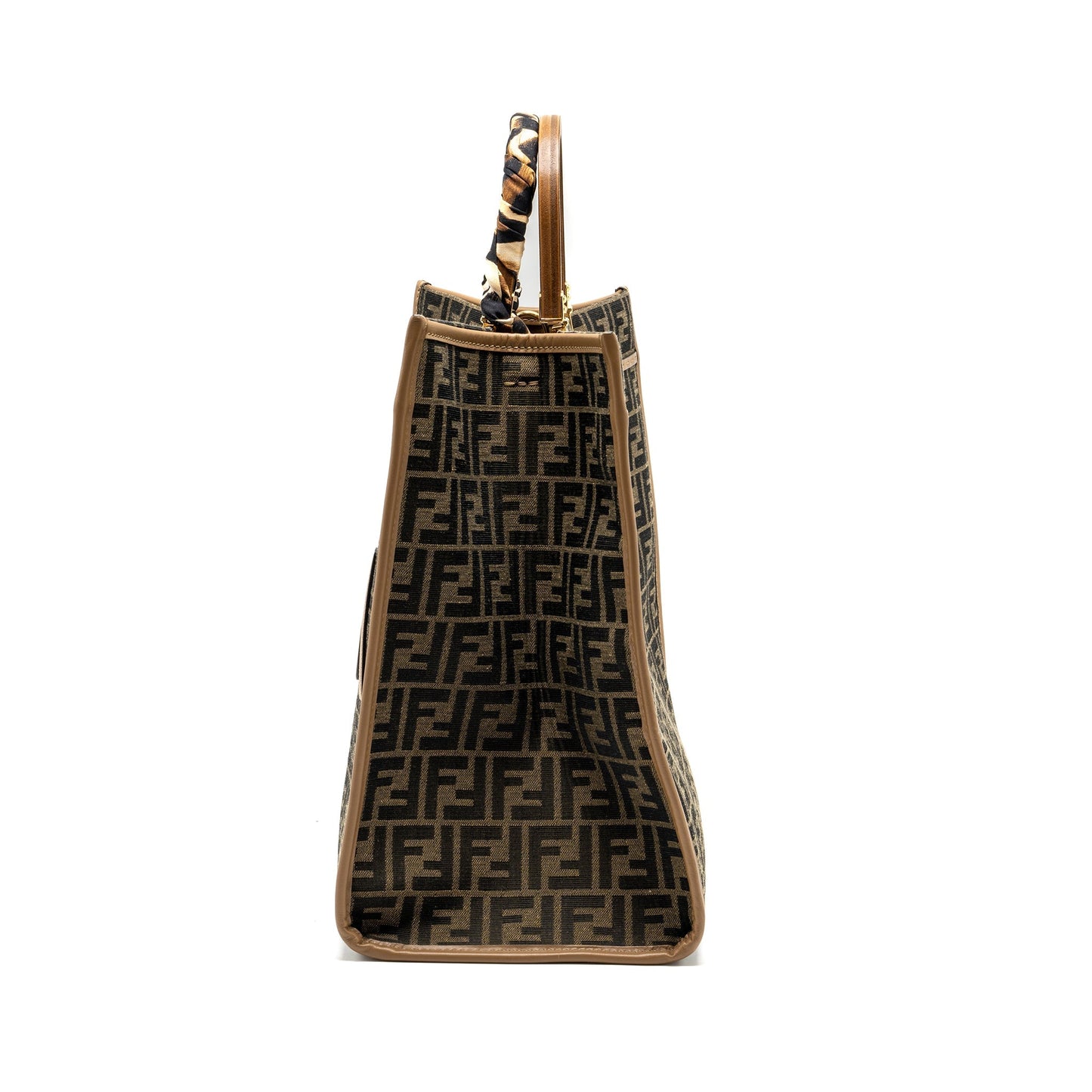 Fendi Sunshine Large Tote Shopper jacquard fabric Brown