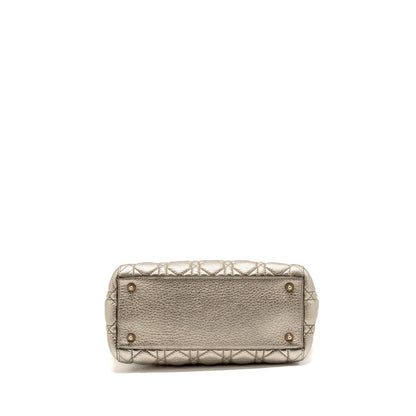 Dior Medium Lady Dior Cannage Calfskin Metallic Gold