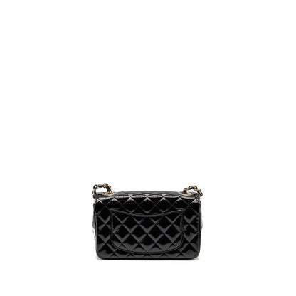 Chanel mini rectangular flap bag patent leather black LGHW