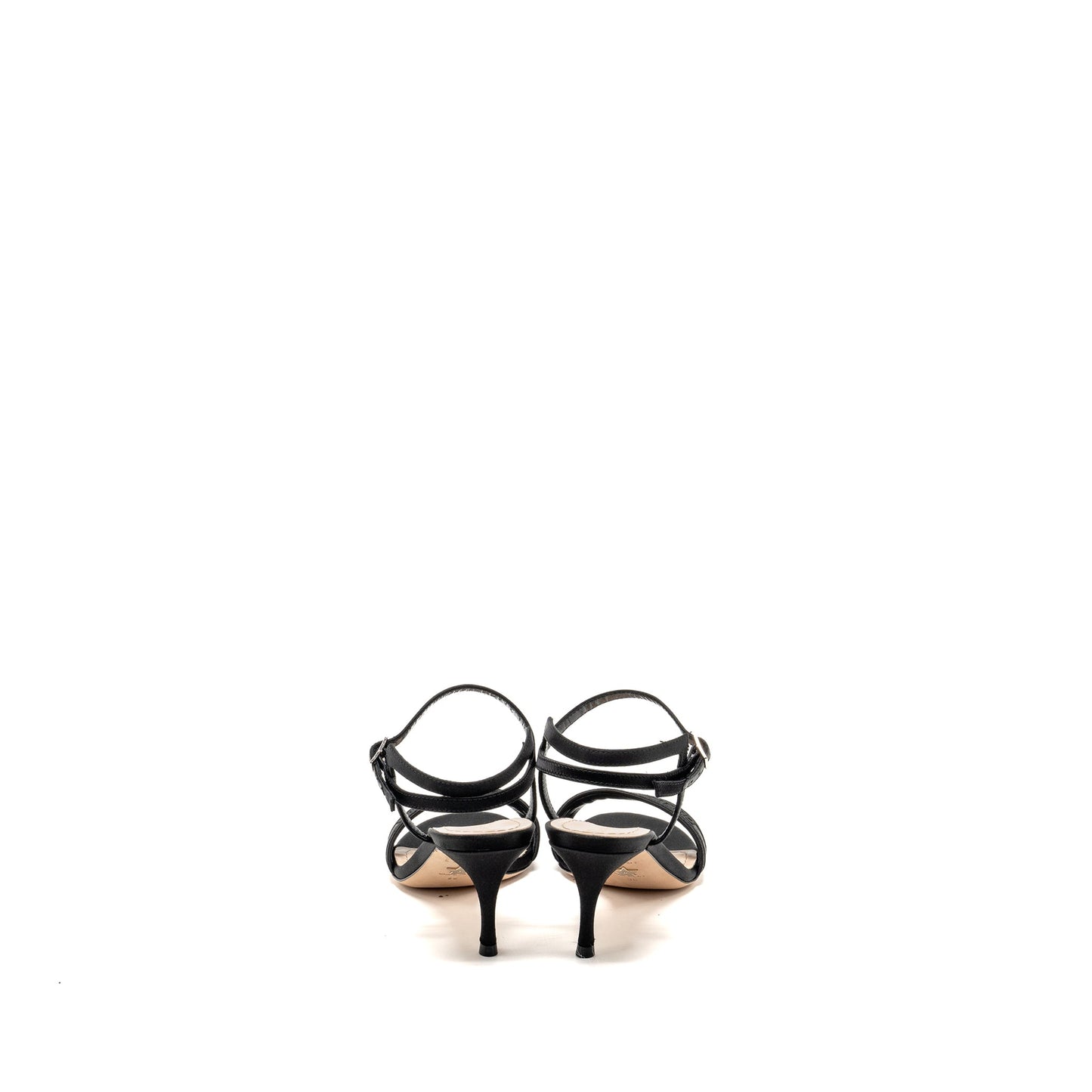 Dior Size 36 Dway High-Heeled Sandals Embroidered Satin Leather Black