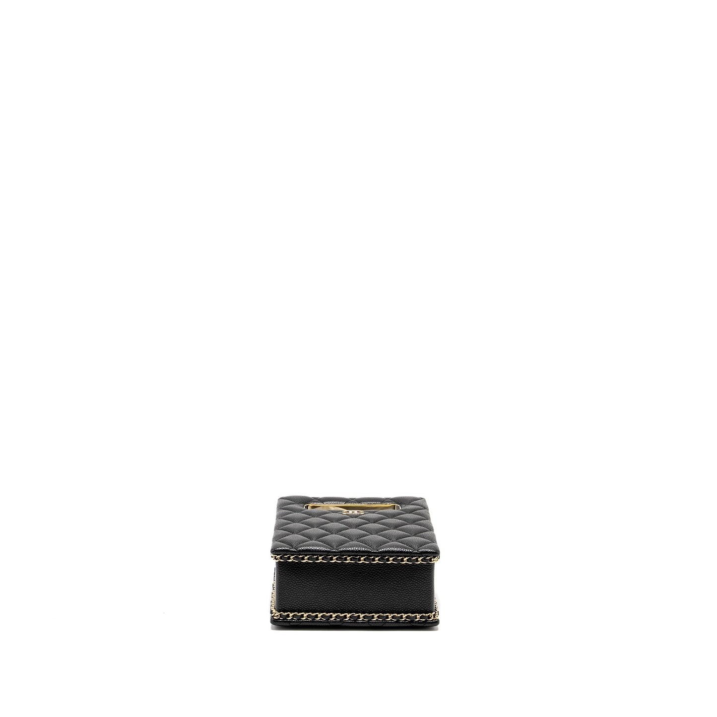 Chanel Quilted Evening Box Bag Caviar Black LGHW (Microchip)