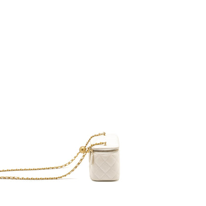 Chanel Pearl Crush Long Vanity Case Lambskin White GHW (Microchip)