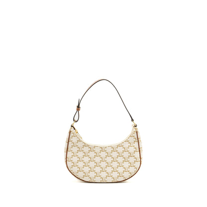 Celine Ava Purse Triomphe Canvas/Calfskin White/Brown