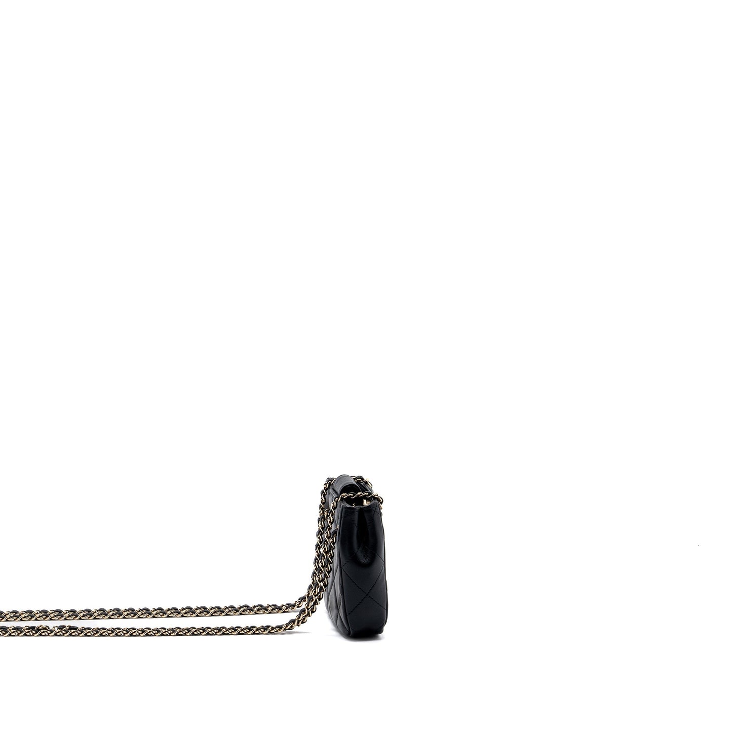 Chanel quilted super mini tote with chain lambskin black LGHW