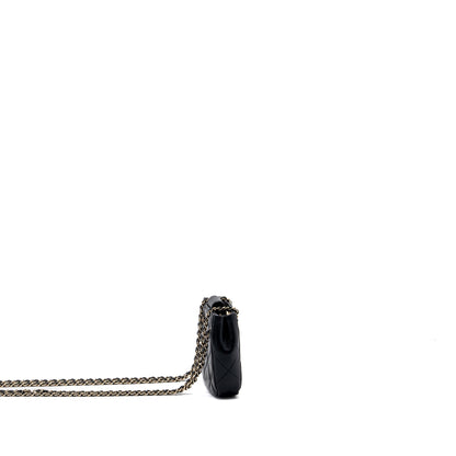 Chanel quilted super mini tote with chain lambskin black LGHW