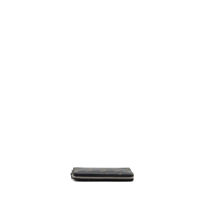 Balenciaga Logo Long Zip Wallet Calfskin Black