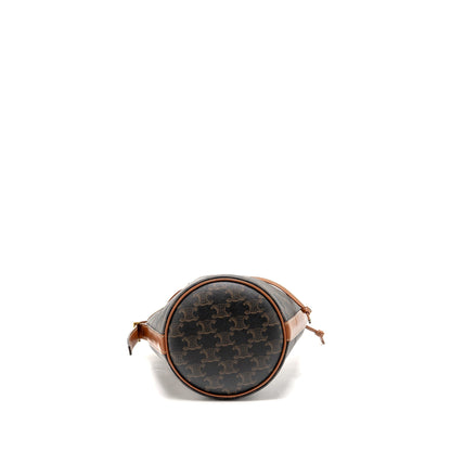 Celine Small Drawstring Purse Triomphe Canvas / Calfskin Tan