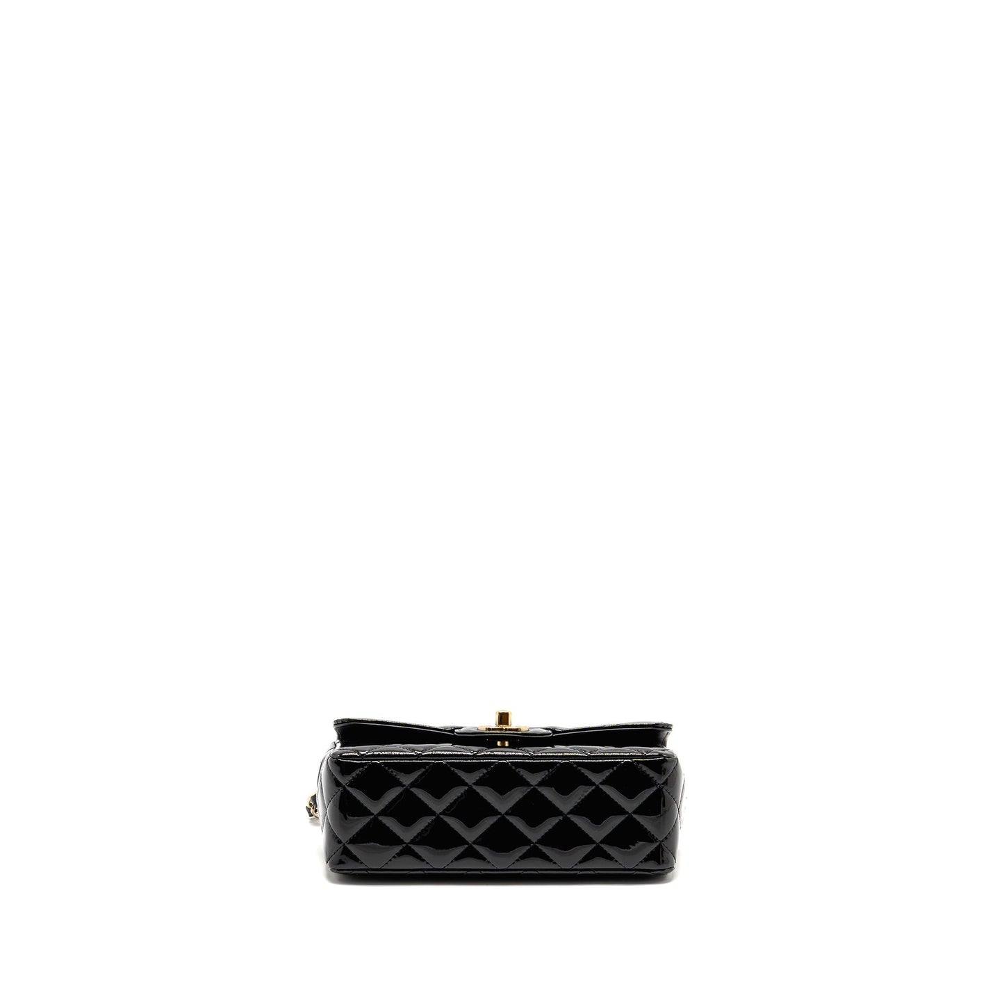 Chanel mini rectangular flap bag patent leather black LGHW