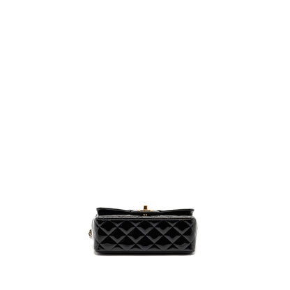 Chanel mini rectangular flap bag patent leather black LGHW