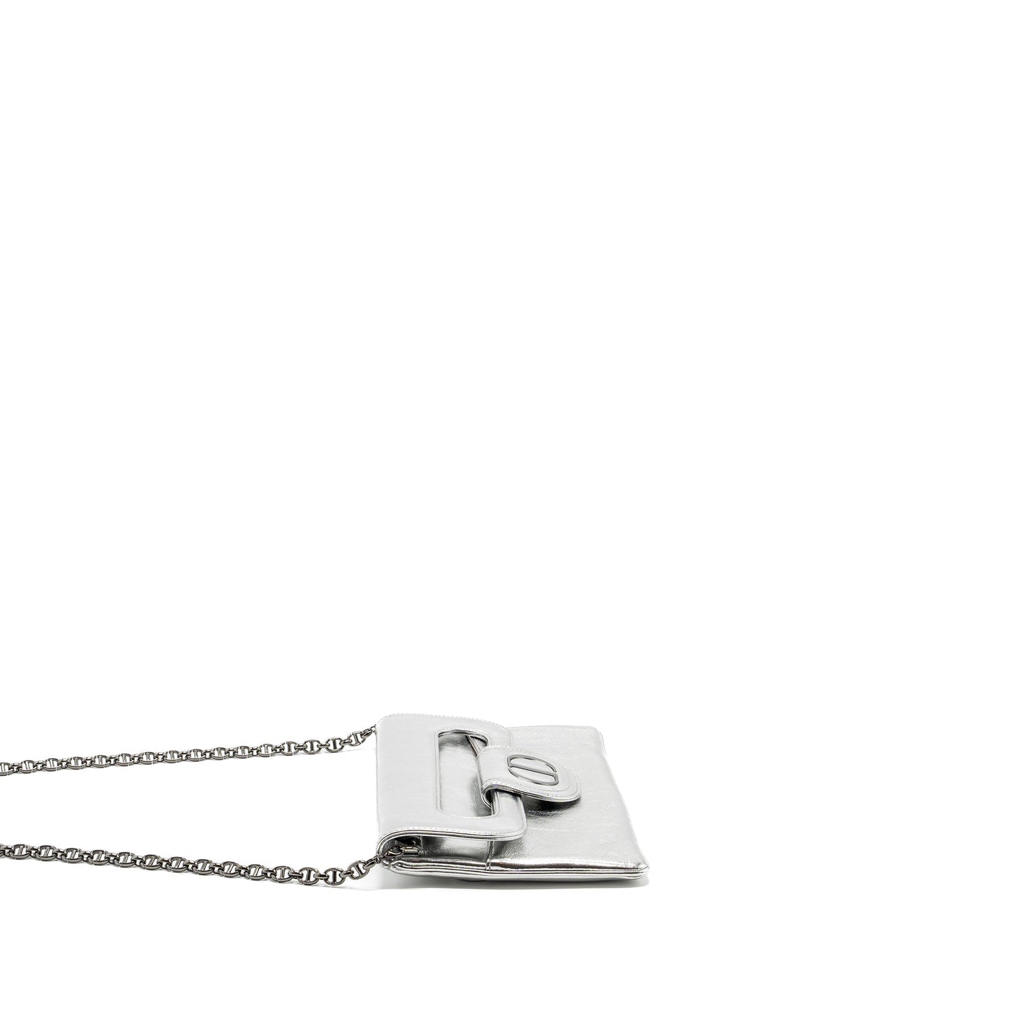 Dior Diordouble Clutch With Chains Calfskin Argent Black Hardware