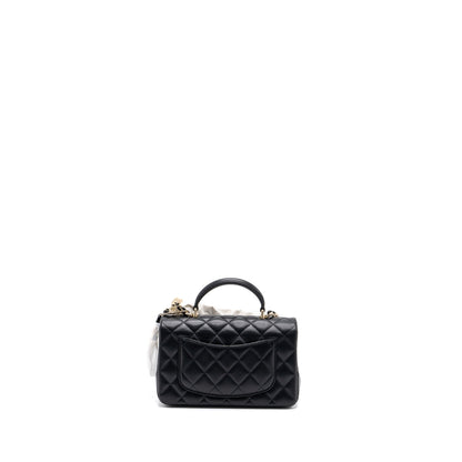 Chanel 22P Lion Charm Top Handle Mini Rectangular Flap Bag Lambskin Black LGHW (microchip)