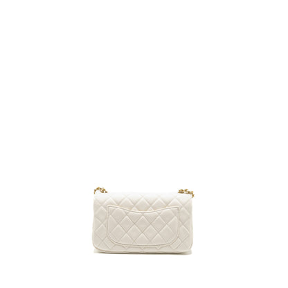 Chanel Pearl Crush Mini Rectangular Flap Bag Lambskin White GHW (Microchip)