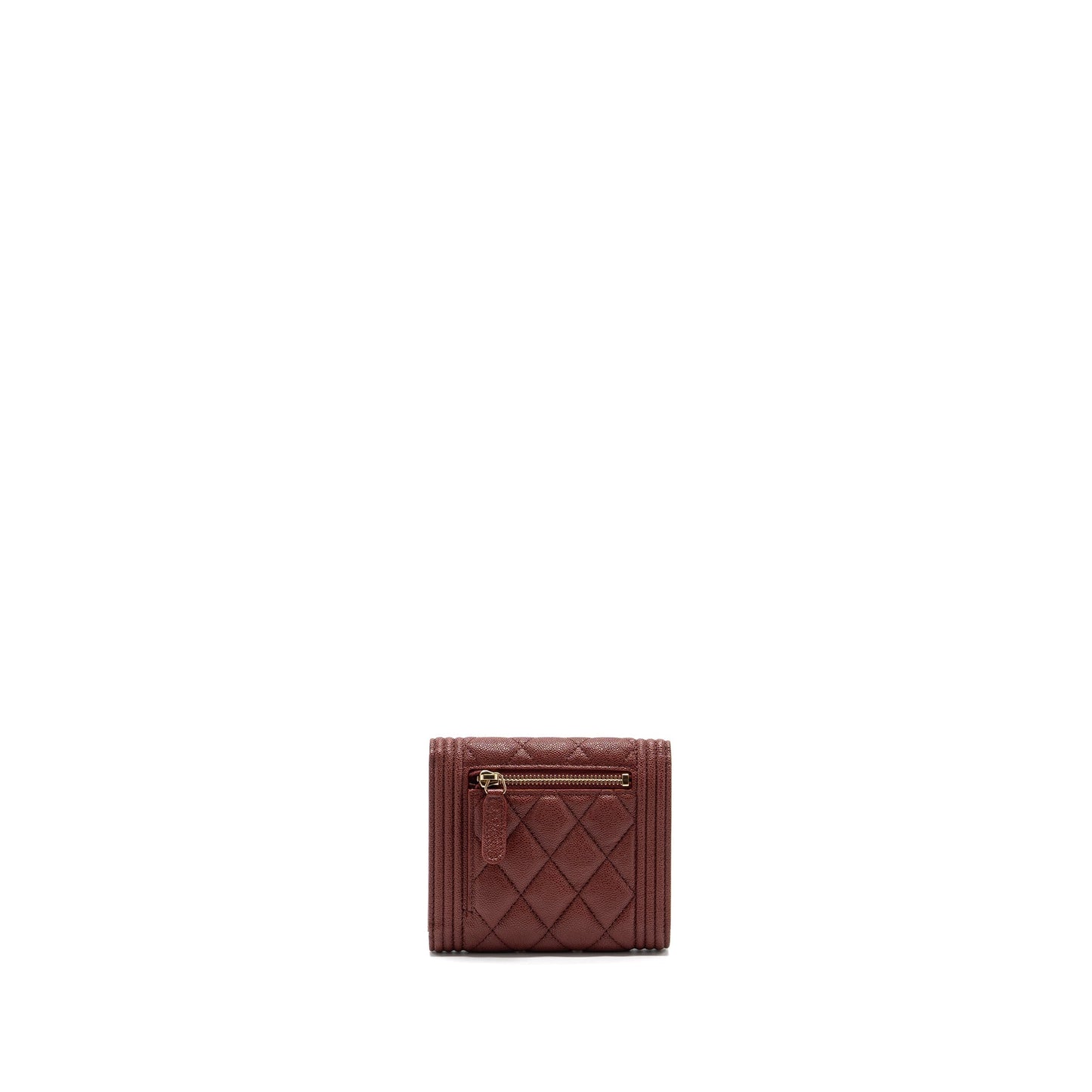 Chanel boy compact wallet caviar dark red GHW