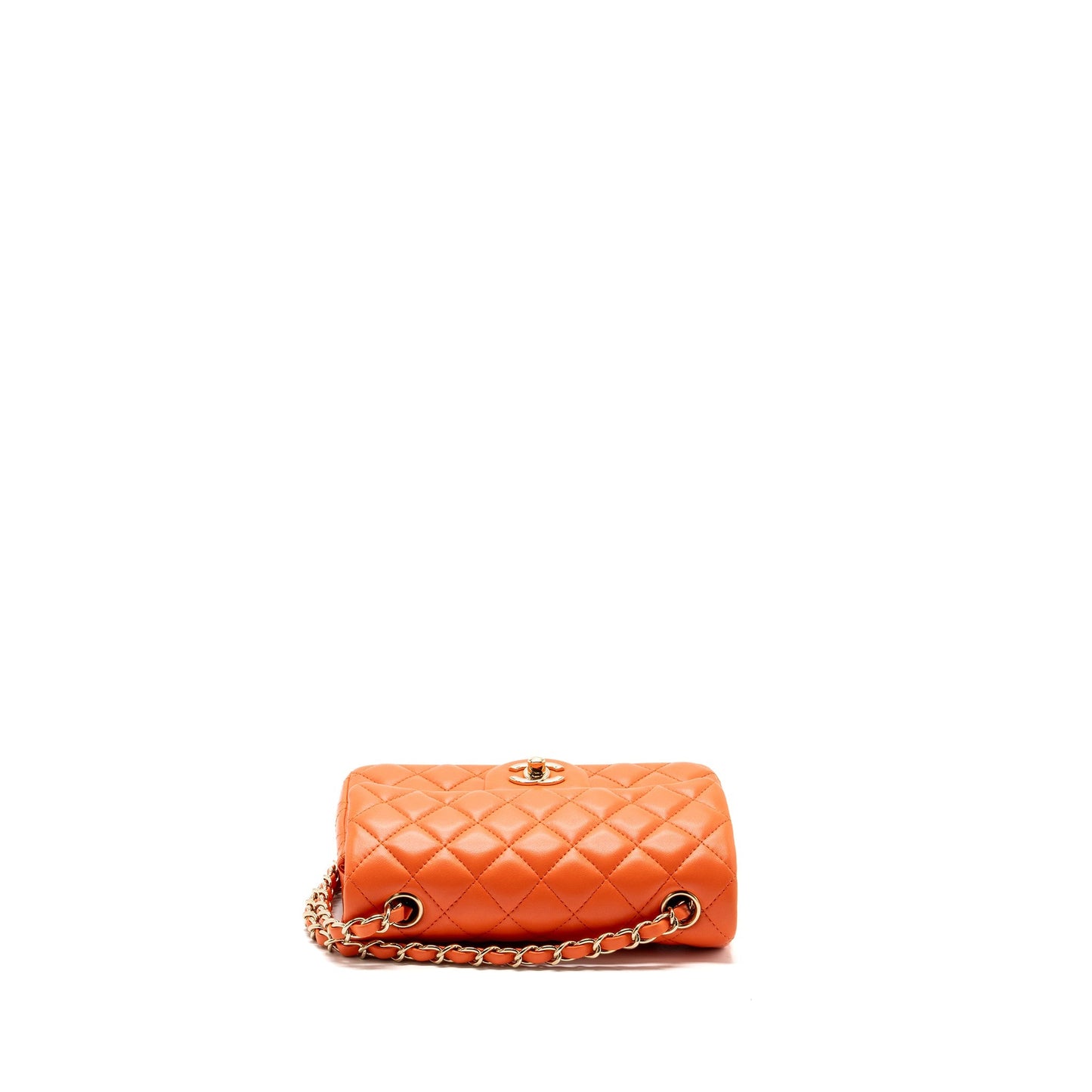 Chanel Mini Rectangular Flap Bag Lambskin Orange SHW