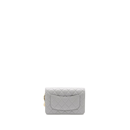Chanel Pearl Crush Wallet on Chain Lambskin Light Grey Brushed GHW (Microchip)