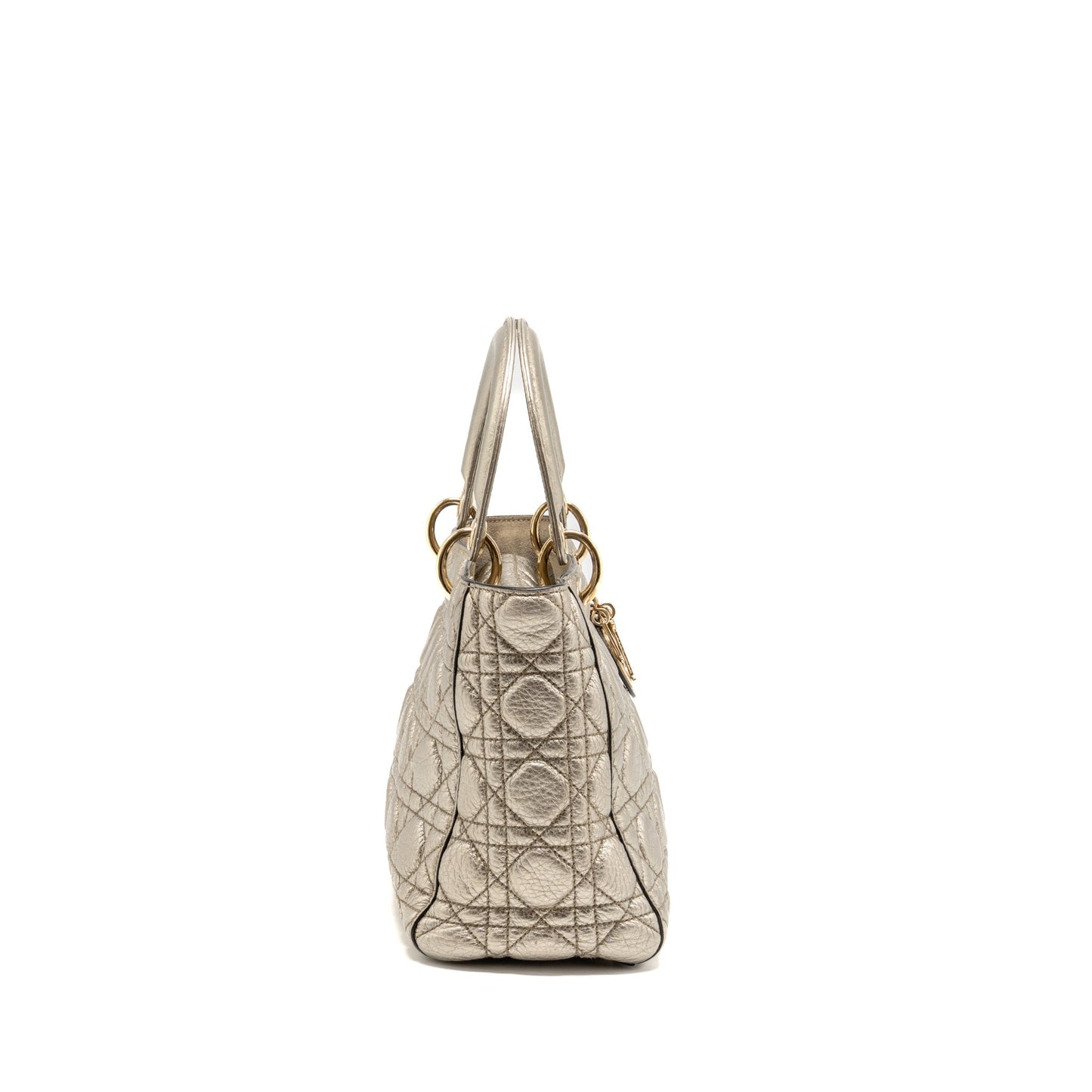 Dior Medium Lady Dior Cannage Calfskin Metallic Gold