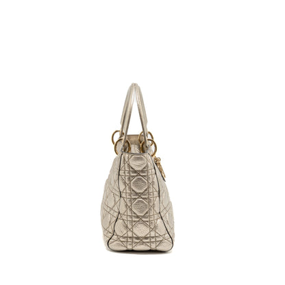 Dior Medium Lady Dior Cannage Calfskin Metallic Gold