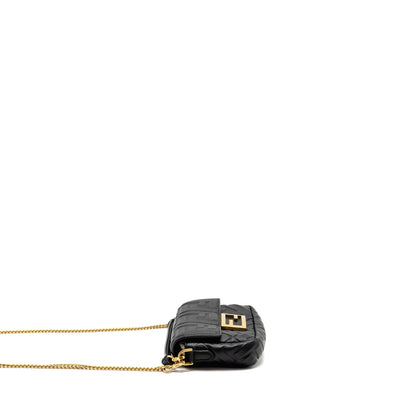 Fendi Mini Baguette Purse Motif Nappa Leather Black