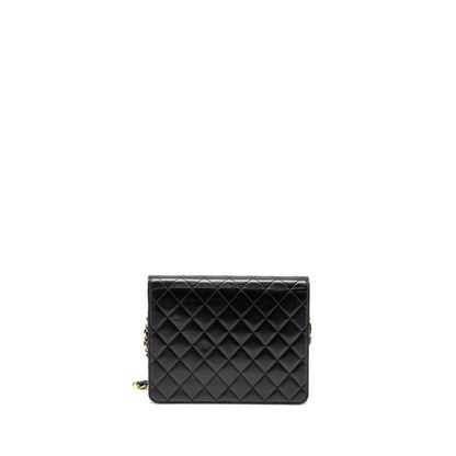 Chanel Vintage Square Flap Chain Bag Lambskin Black GHW