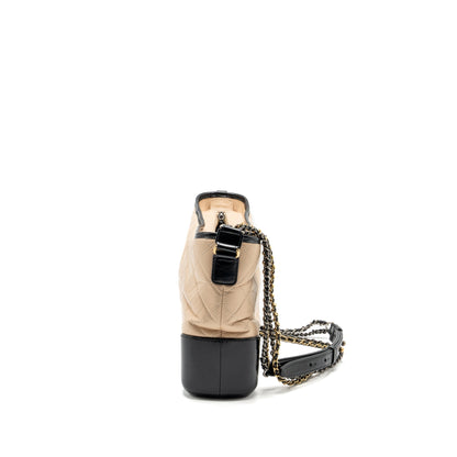 Chanel Gabrielle Hobo Bag Aged Calfskin Beige/Black Multicolour Hardware