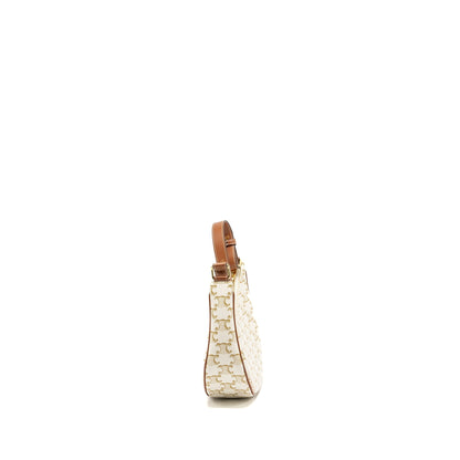 Celine Ava Purse Triomphe Canvas/Calfskin White/Brown