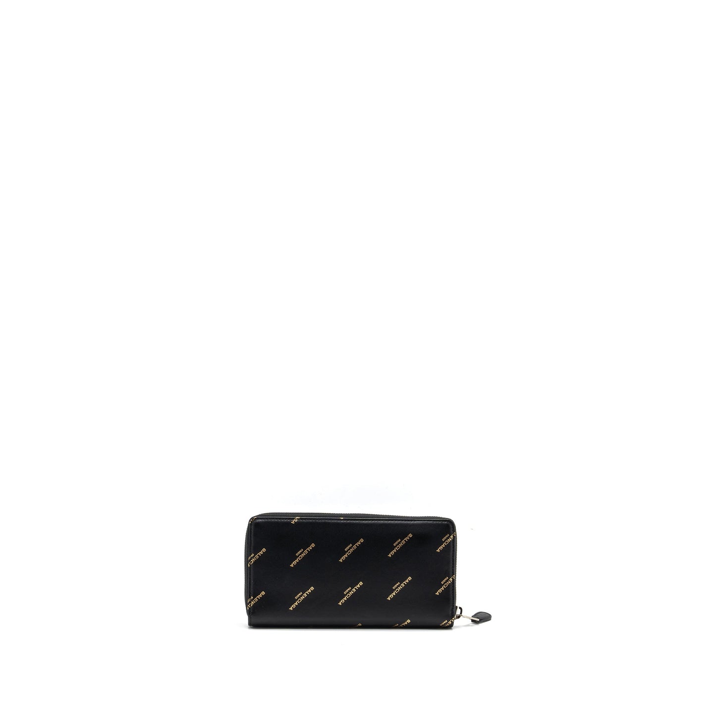 Balenciaga Logo Long Zip Wallet Calfskin Black