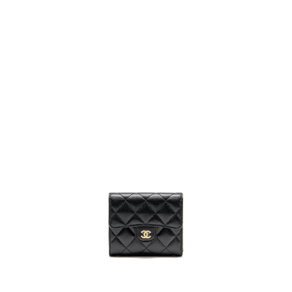 Chanel Small Classic Flap Wallet Caviar Black GHW (Microchip)