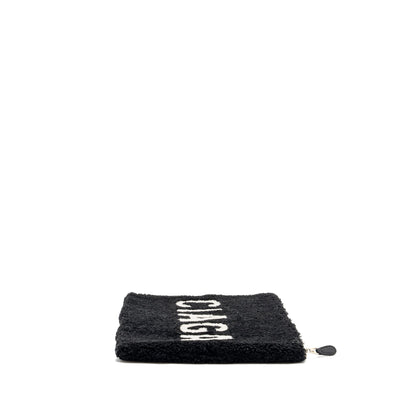 Balenciaga zip pouch clutch shearling black/ white