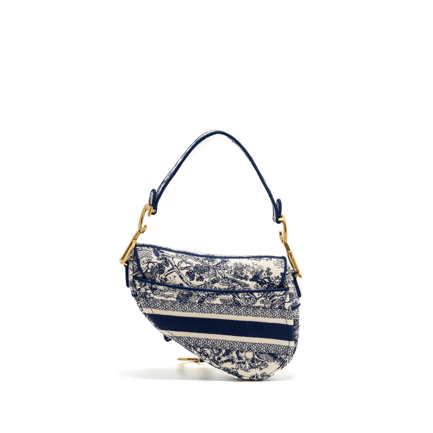 Dior Medium Saddle Purse Toile De Jouy Blue