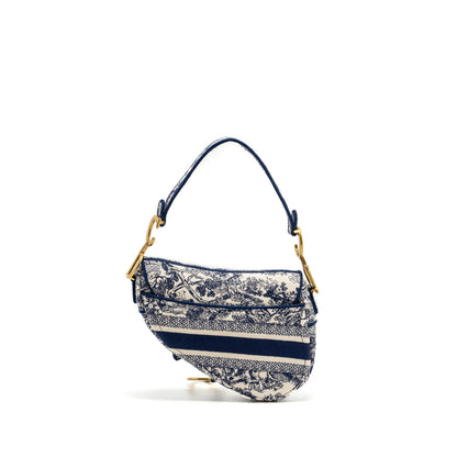 Dior Medium Saddle Purse Toile De Jouy Blue