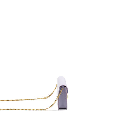 Luxury CELINE Triomphe Wallet on Chain Margo Shiny Calfskin Light Lavender
