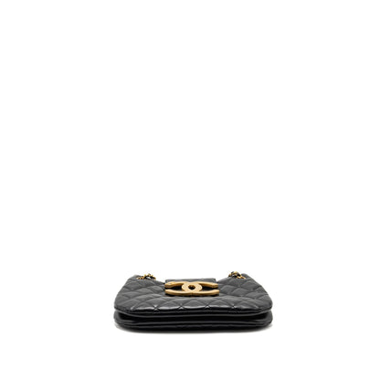 Chanel 24C Quilted Small Messenger Bag Black Lambskin GHW (Microchip)