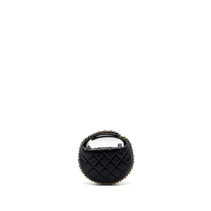Chanel 23C round Clutch lambskin black GHW (microchip)
