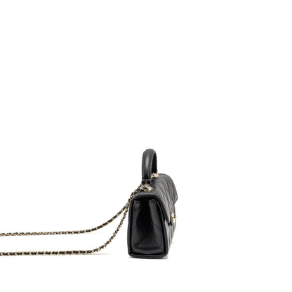 Chanel Top Handle Quilted CC Flap Bag Caviar Black LGHW (Microchip)