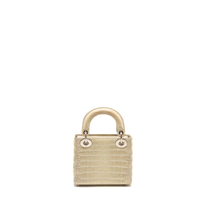 Mini Lady Dior Himalayan Crocodile White