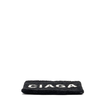 Balenciaga zip pouch clutch shearling black/ white