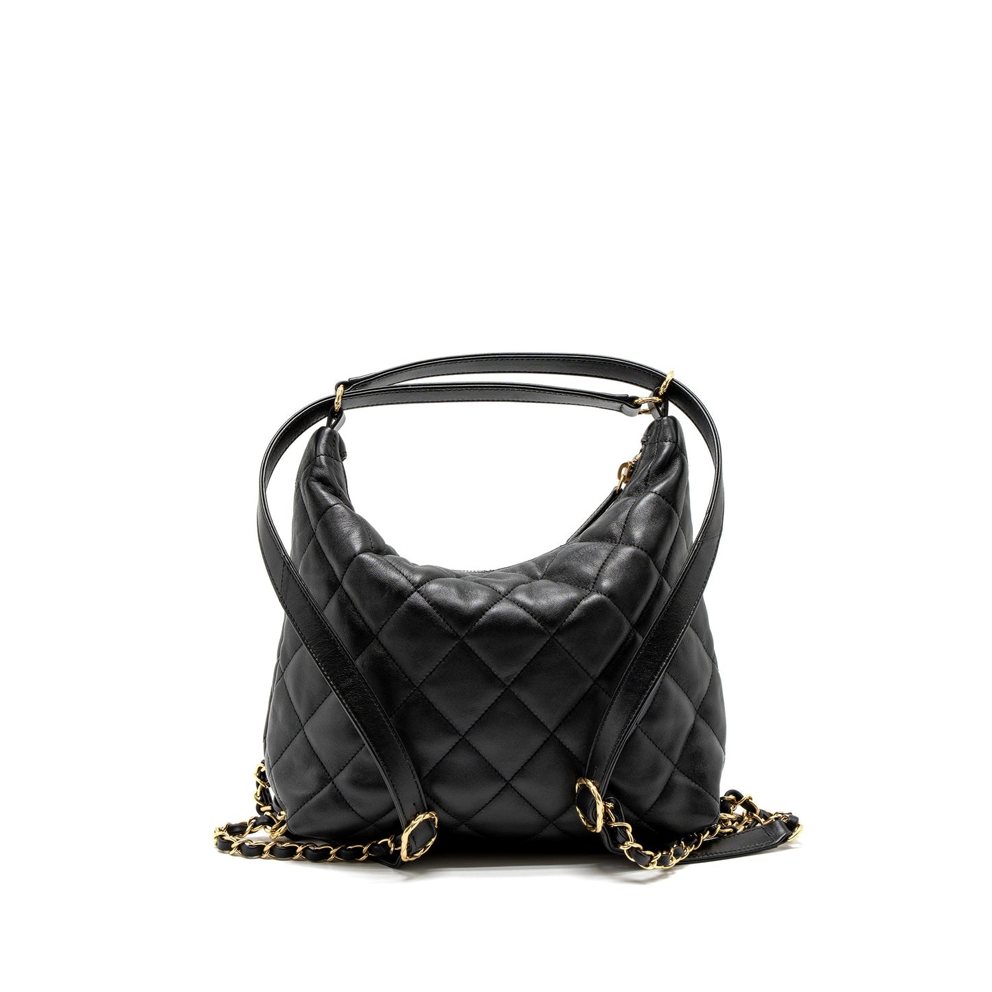 Chanel 22B Hobo Bag Lambskin Black Brushed GHW (Microchip)
