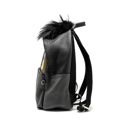 FENDI Large Backpack Calfskin/ Fur/ Crocodile Multicolor