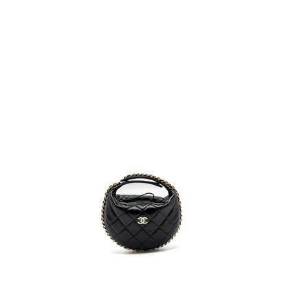 Chanel 23C round Clutch lambskin black GHW (microchip)