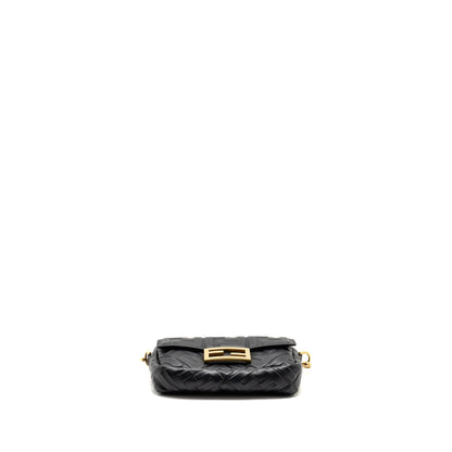 Fendi Mini Baguette Purse Motif Nappa Leather Black
